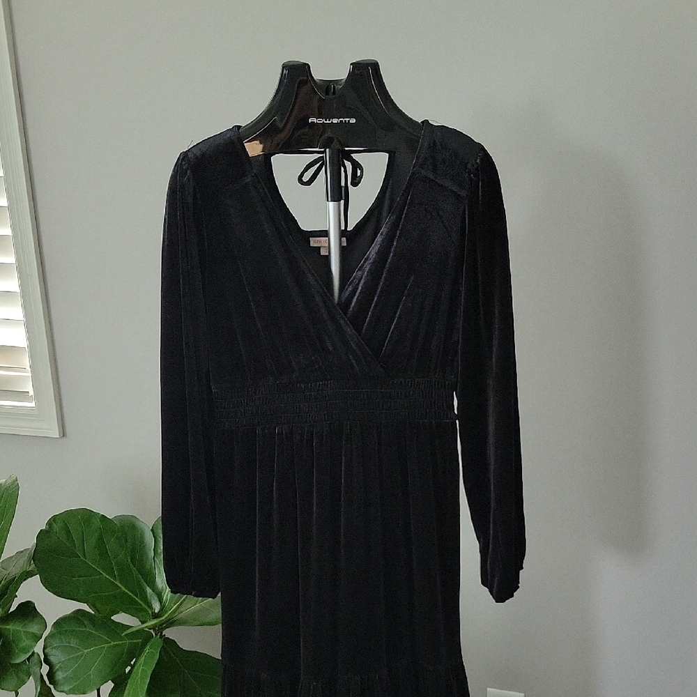 Elegant Black Velvet Maxi Dress - Picture 2 of 5